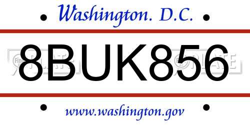 8BUK856 District Of Columbia License Plate