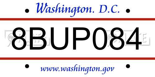 8BUP084 District Of Columbia License Plate