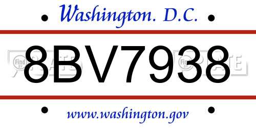 8BV7938 District Of Columbia License Plate