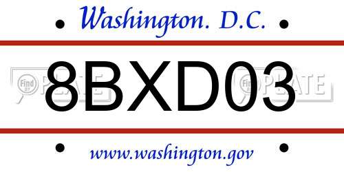 8BXD03 District Of Columbia License Plate