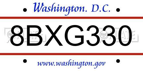 8BXG330 District Of Columbia License Plate