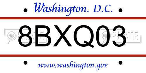 8BXQ03 District Of Columbia License Plate