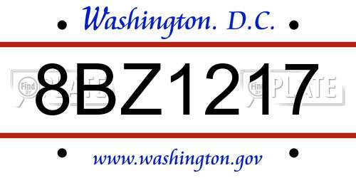 8BZ1217 District Of Columbia License Plate