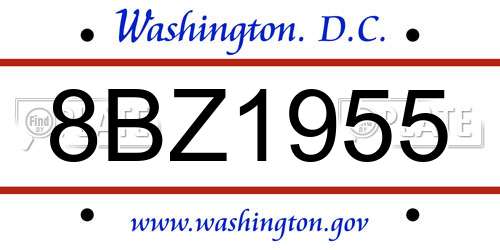8BZ1955 District Of Columbia License Plate