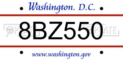 8BZ550 District Of Columbia License Plate