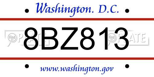 8BZ813 District Of Columbia License Plate