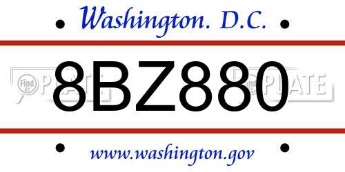8BZ880 District Of Columbia License Plate