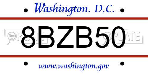 8BZB50 District Of Columbia License Plate