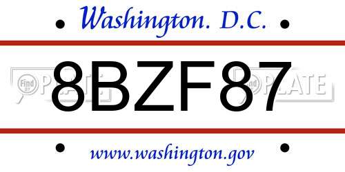 8BZF87 District Of Columbia License Plate