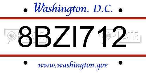 8BZI712 District Of Columbia License Plate