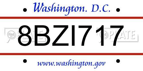 8BZI717 District Of Columbia License Plate