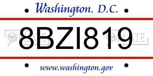 8BZI819 District Of Columbia License Plate