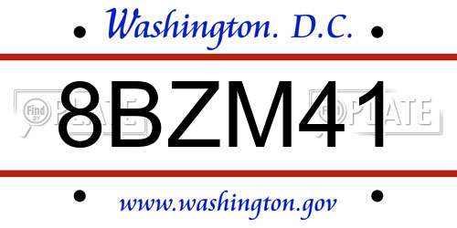 8BZM41 District Of Columbia License Plate