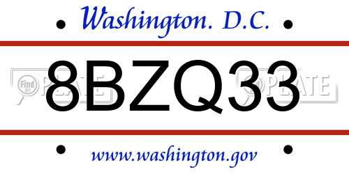 8BZQ33 District Of Columbia License Plate
