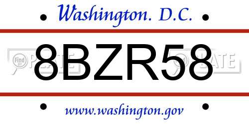 8BZR58 District Of Columbia License Plate