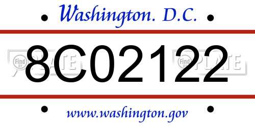 8C02122 District Of Columbia License Plate
