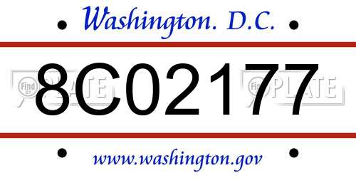 8C02177 District Of Columbia License Plate