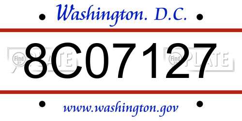 8C07127 District Of Columbia License Plate