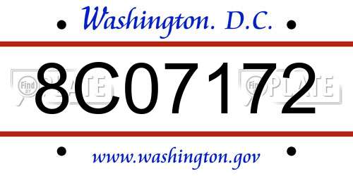 8C07172 District Of Columbia License Plate