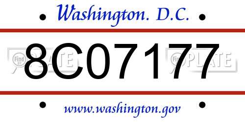 8C07177 District Of Columbia License Plate