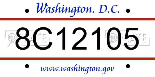 8C12105 District Of Columbia License Plate