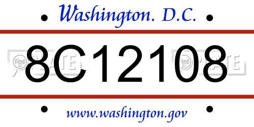 8C12108 District Of Columbia License Plate