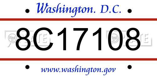 8C17108 District Of Columbia License Plate