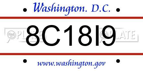 8C18I9 District Of Columbia License Plate