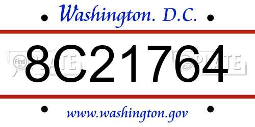 8C21764 District Of Columbia License Plate