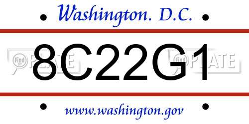 8C22G1 District Of Columbia License Plate