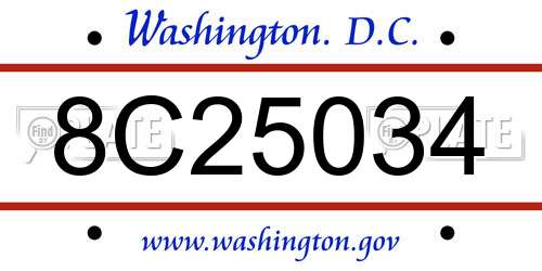 8C25034 District Of Columbia License Plate