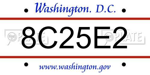 8C25E2 District Of Columbia License Plate