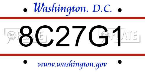 8C27G1 District Of Columbia License Plate