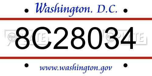 8C28034 District Of Columbia License Plate