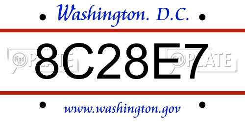 8C28E7 District Of Columbia License Plate