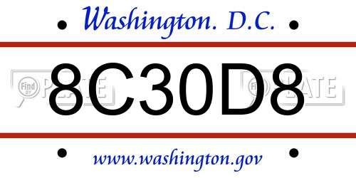 8C30D8 District Of Columbia License Plate