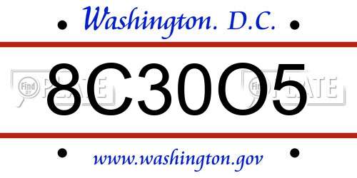 8C30O5 District Of Columbia License Plate
