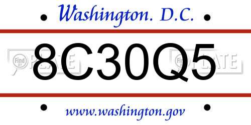8C30Q5 District Of Columbia License Plate