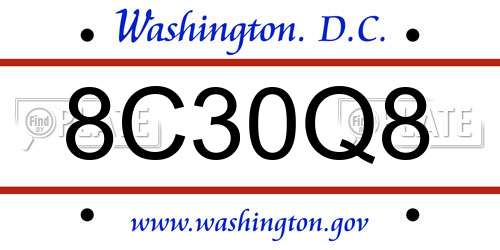 8C30Q8 District Of Columbia License Plate