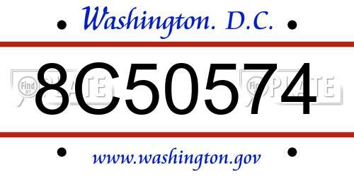8C50574 District Of Columbia License Plate