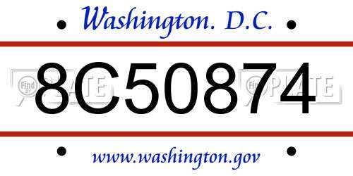 8C50874 District Of Columbia License Plate