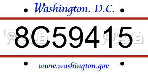 8C59415 District Of Columbia License Plate