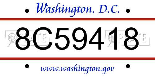 8C59418 District Of Columbia License Plate