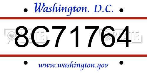 8C71764 District Of Columbia License Plate