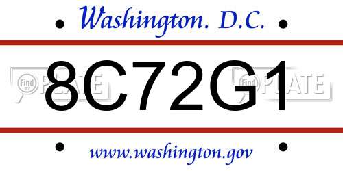 8C72G1 District Of Columbia License Plate