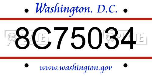 8C75034 District Of Columbia License Plate