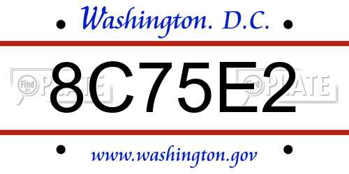 8C75E2 District Of Columbia License Plate