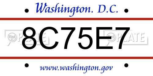 8C75E7 District Of Columbia License Plate