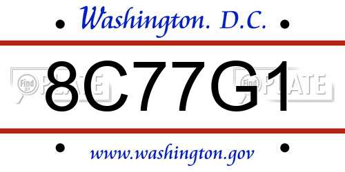 8C77G1 District Of Columbia License Plate