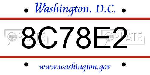 8C78E2 District Of Columbia License Plate